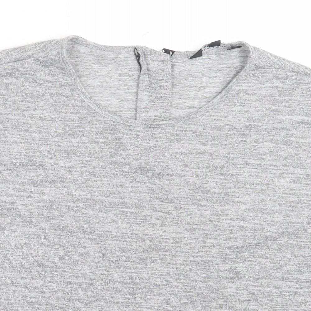 New Look Girls Grey Polyester Basic T-Shirt Size 14-15 Years Crew Neck Zip