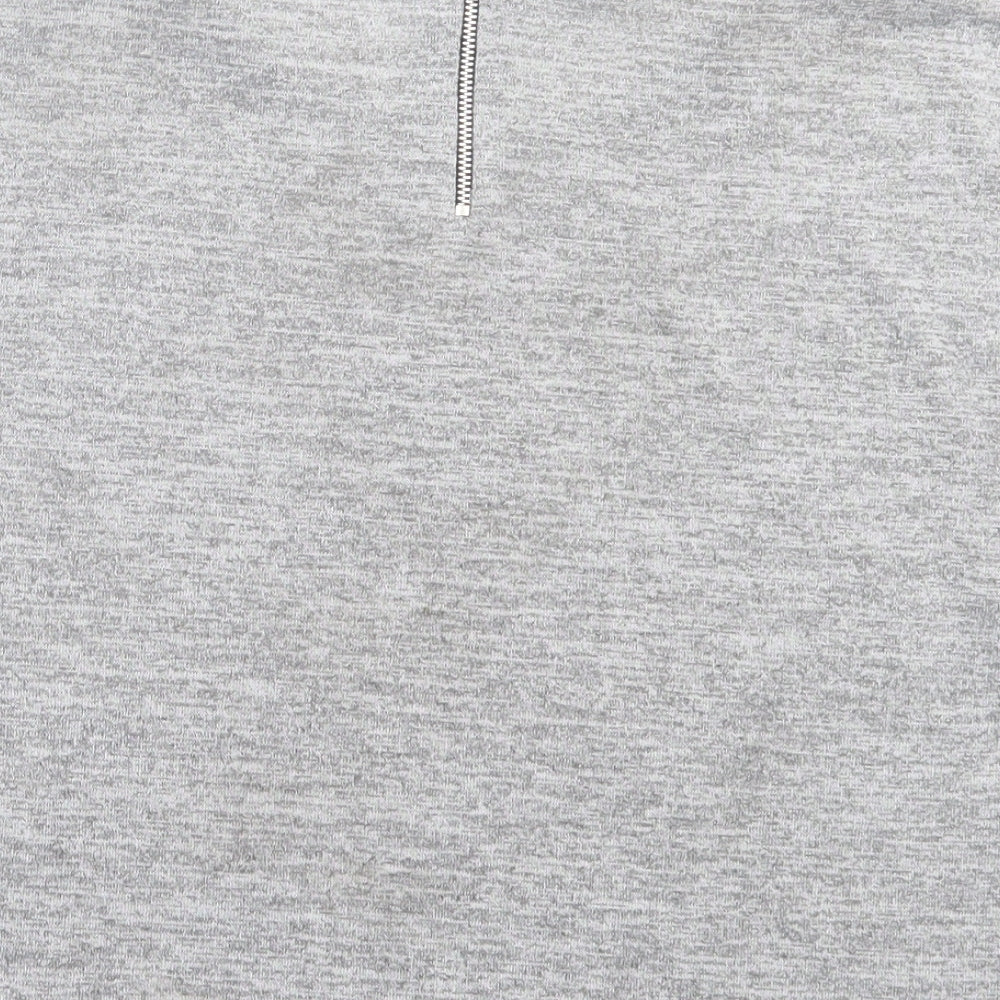 New Look Girls Grey Polyester Basic T-Shirt Size 14-15 Years Crew Neck Zip