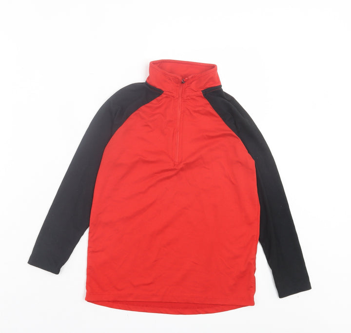 Dunnes Stores Boys Red Polyester Basic Casual Size 8-9 Years High Neck Zip