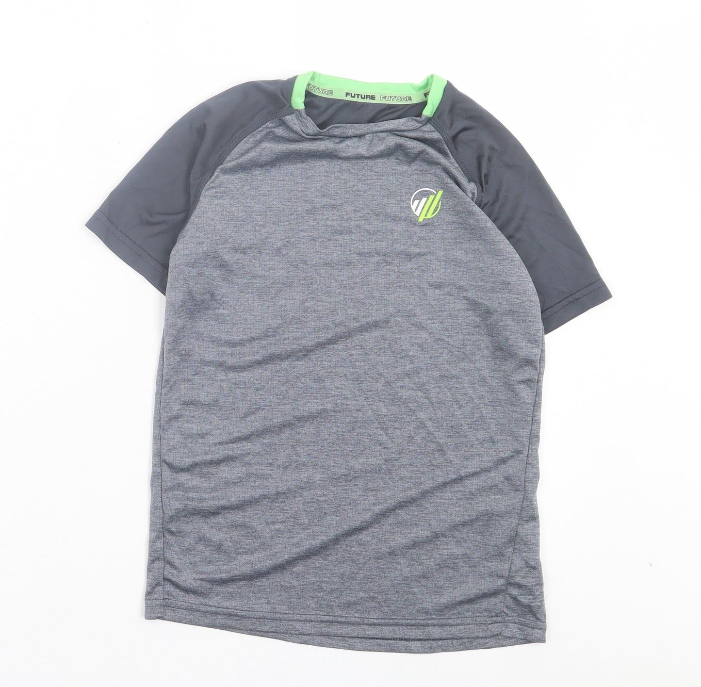 Dunnes Stores Boys Grey Polyester Basic T-Shirt Size 9-10 Years Crew Neck Pullover