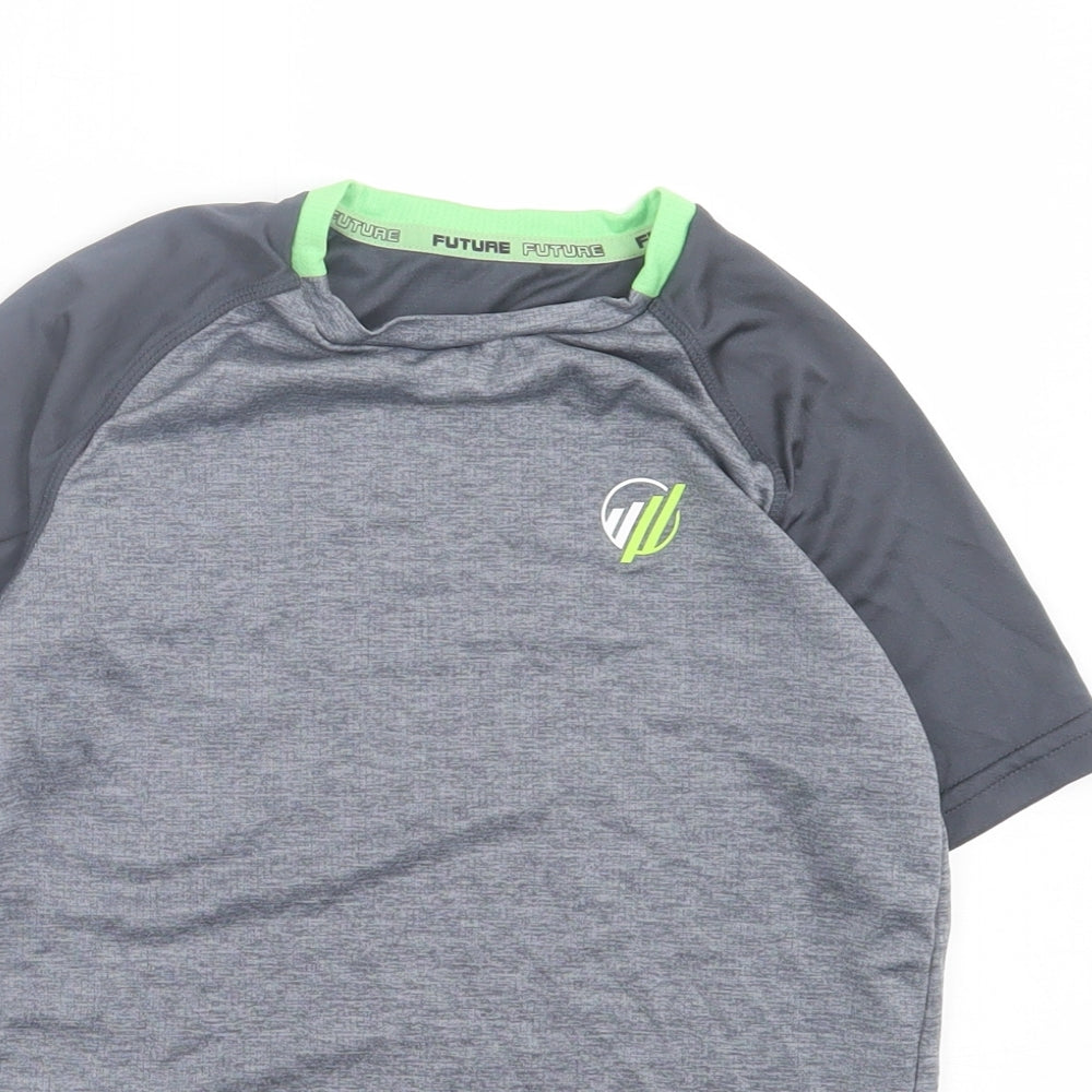 Dunnes Stores Boys Grey Polyester Basic T-Shirt Size 9-10 Years Crew Neck Pullover