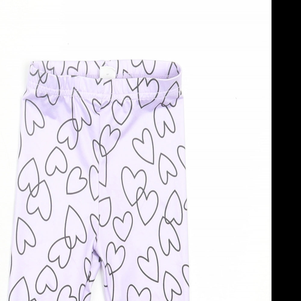 SheIn Girls Purple Geometric Polyester Capri Leggings Size 9-12 Months Pullover - Heart Pattern