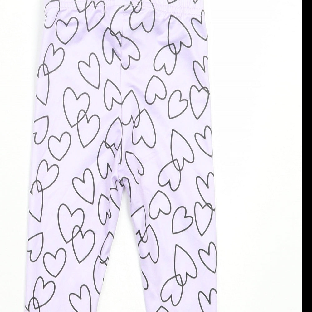 SheIn Girls Purple Geometric Polyester Capri Leggings Size 9-12 Months Pullover - Heart Pattern