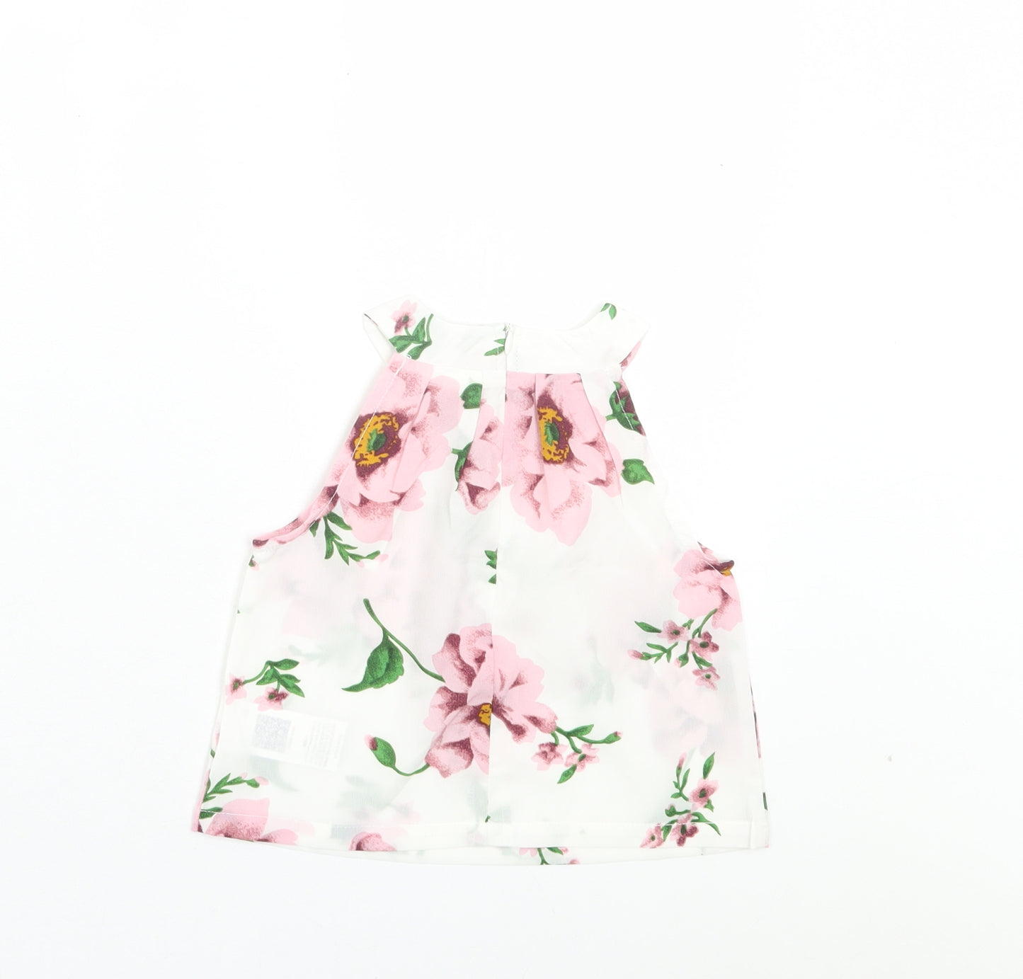 SheIn Girls White Floral Polyester Basic Blouse Size 12-18 Months Halter Zip
