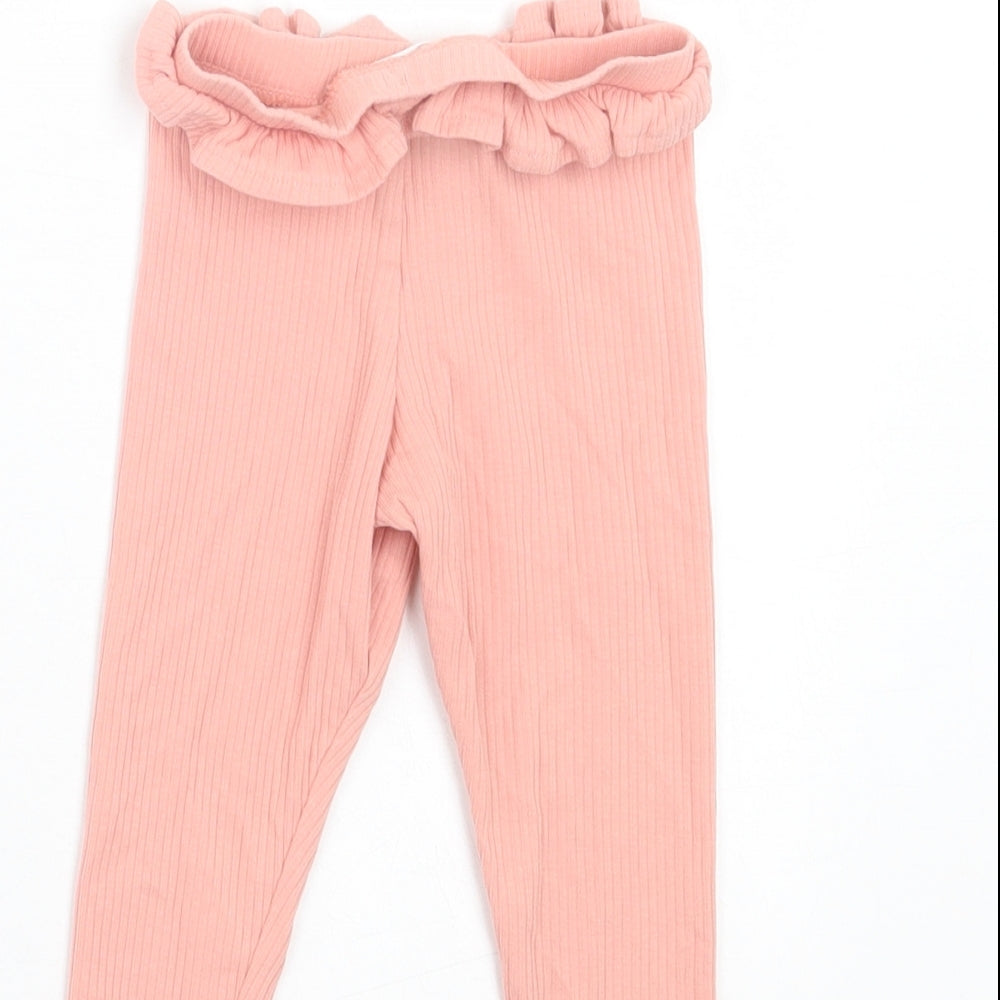 F&F Girls Pink Cotton Capri Leggings Size 9-12 Months Pullover