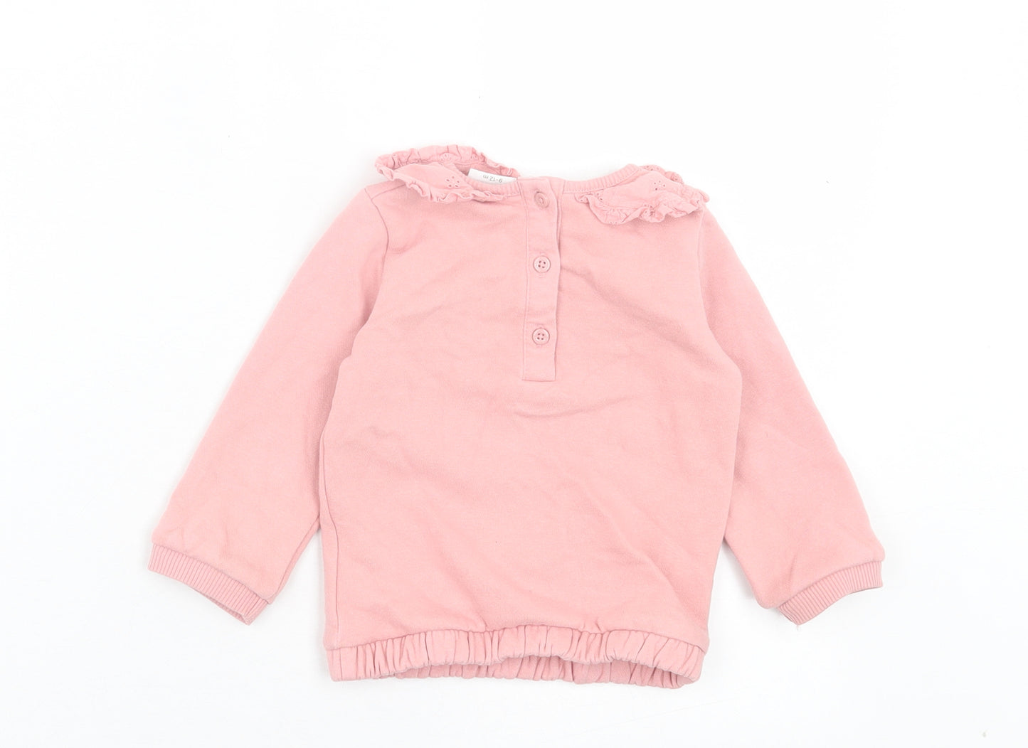 F&F Girls Pink Cotton Pullover Jumper Size 9-12 Months Button