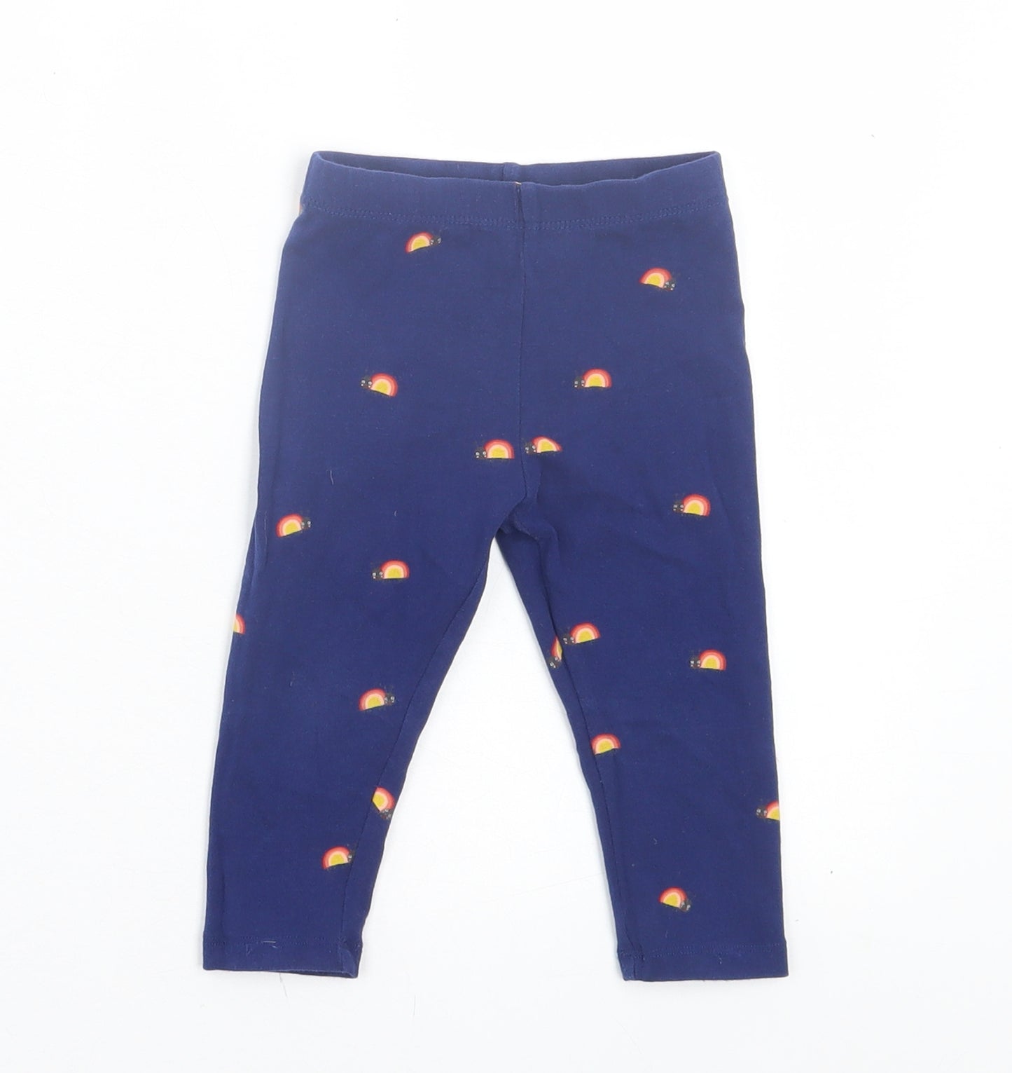 NEXT Girls Blue Geometric Cotton Capri Leggings Size 9-12 Months Pullover - Rainbows