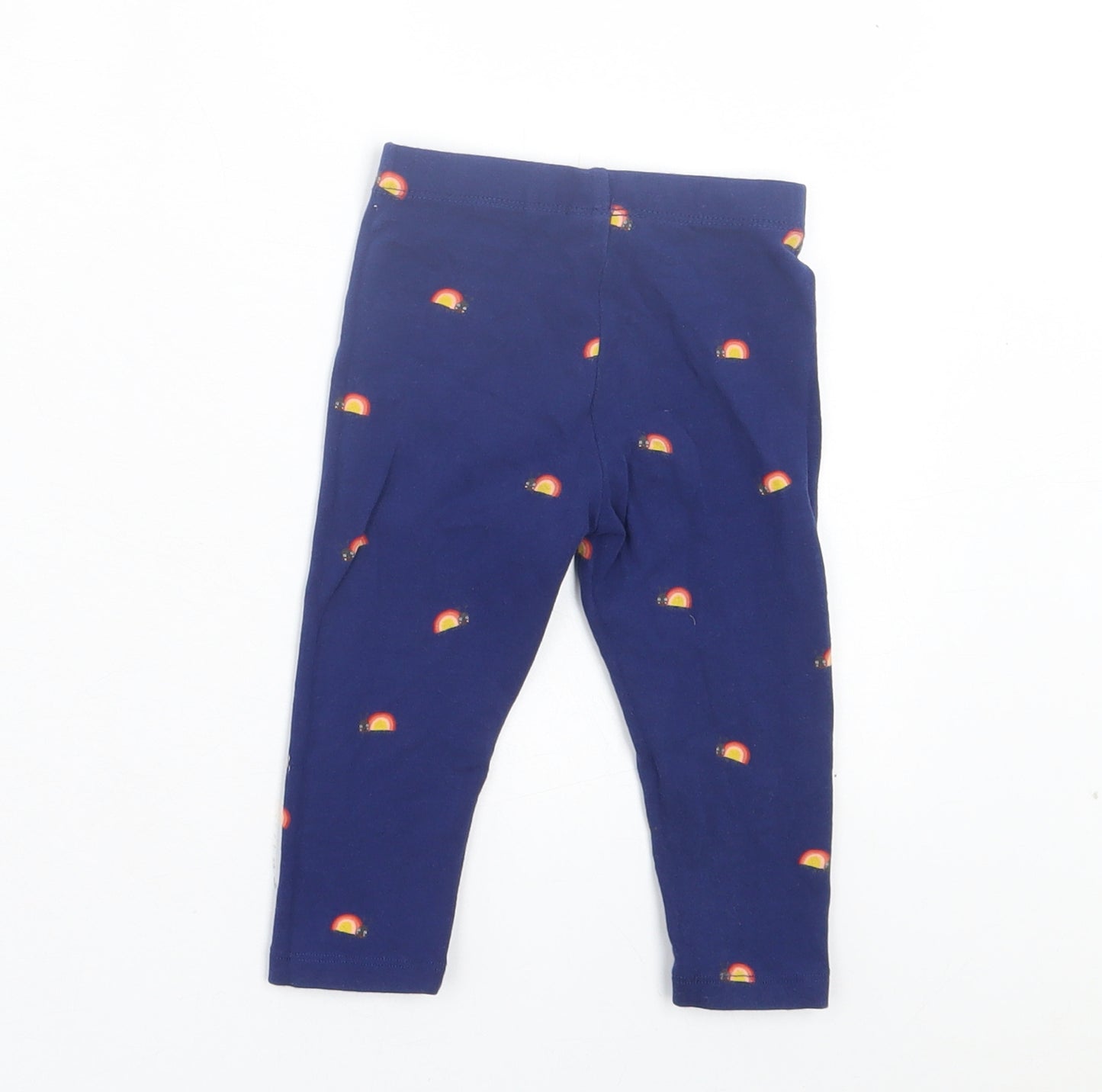 NEXT Girls Blue Geometric Cotton Capri Leggings Size 9-12 Months Pullover - Rainbows