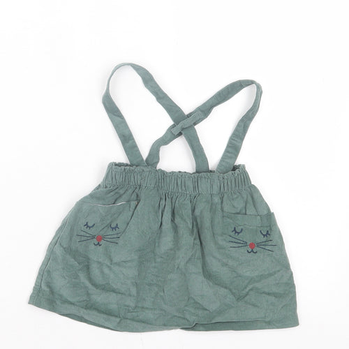 So Cute Girls Green Cotton A-Line Skirt Size 9-12 Months Pull On - Braces Included