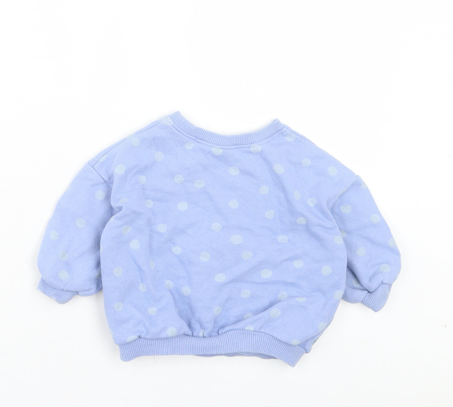 NEXT Girls Blue Polka Dot Cotton Pullover Jumper Size 9-12 Months Button
