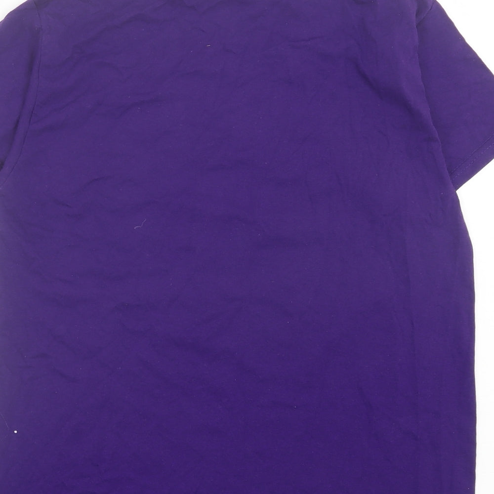 Fruit of the Loom Boys Purple Cotton Basic T-Shirt Size 12-13 Years Crew Neck Pullover - Charlie And The Chocolate Factory