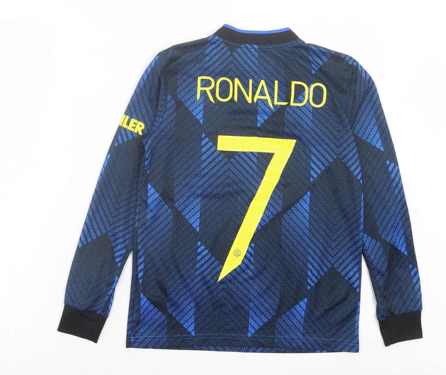 adidas Boys Blue Polyester Pullover Casual Size 11-12 Years V-Neck Pullover - Manchester United FC
