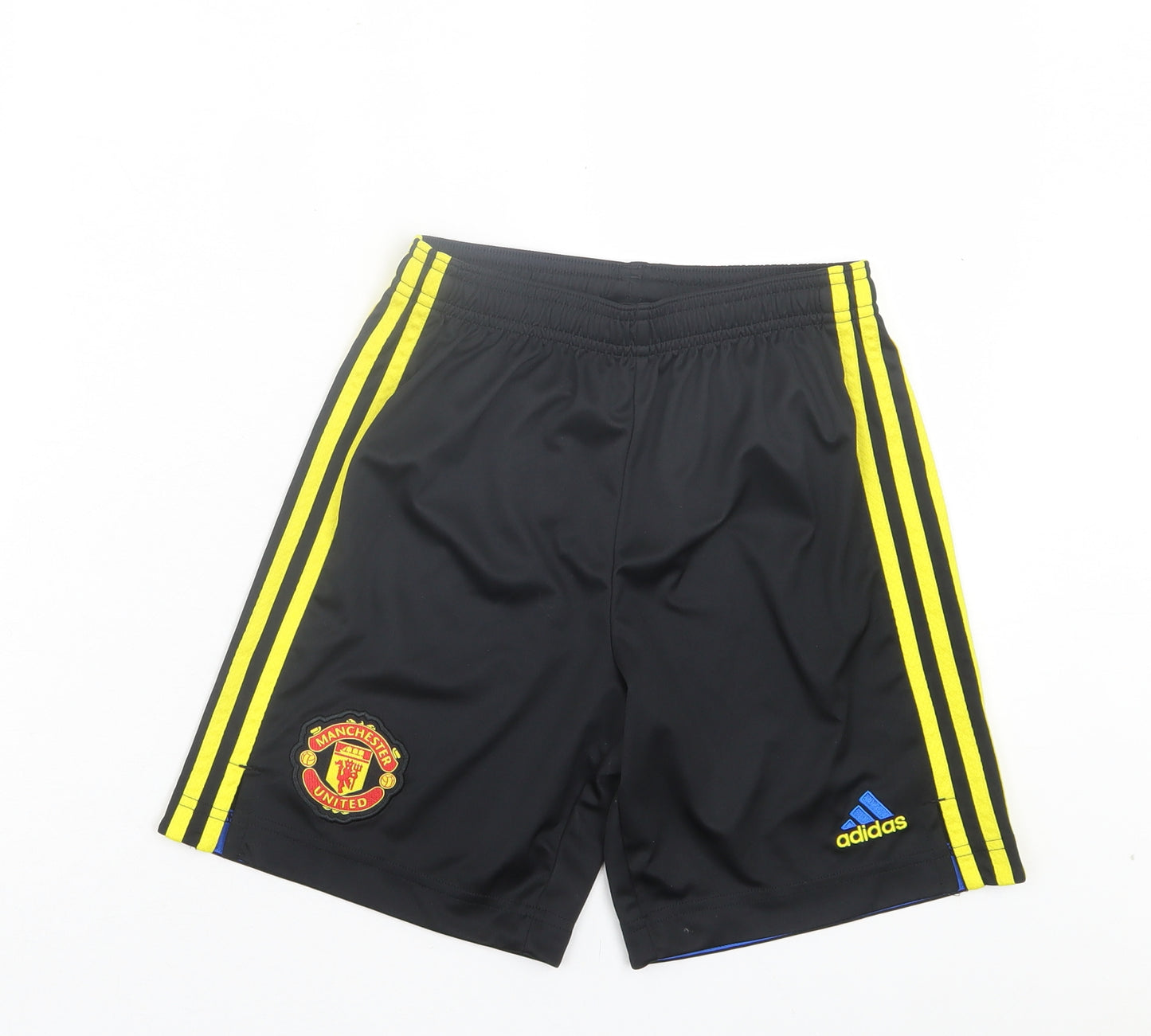 adidas Boys Black Striped Polyester Sweat Shorts Size 11-12 Years Regular - Manchester United FC
