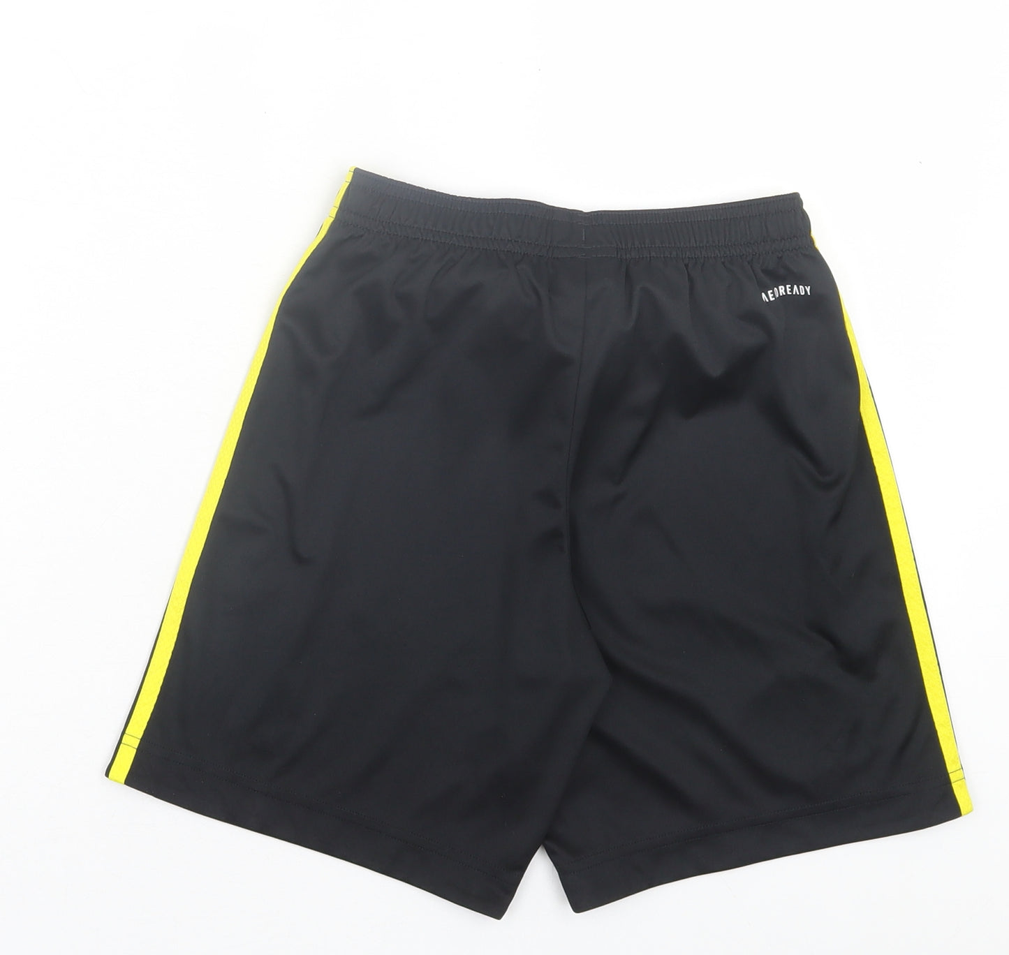 adidas Boys Black Striped Polyester Sweat Shorts Size 11-12 Years Regular - Manchester United FC