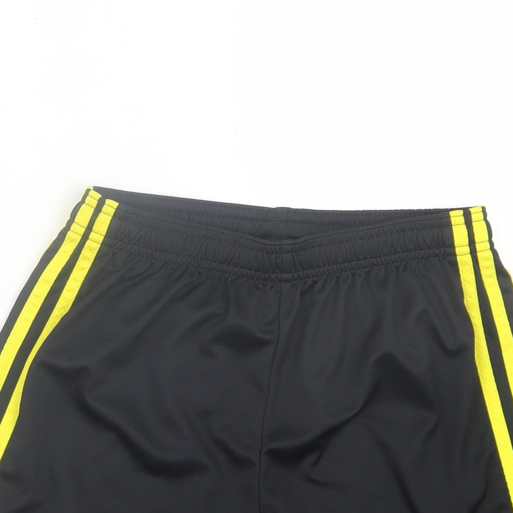 adidas Boys Black Striped Polyester Sweat Shorts Size 11-12 Years Regular - Manchester United FC