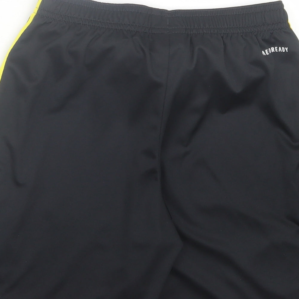 adidas Boys Black Striped Polyester Sweat Shorts Size 11-12 Years Regular - Manchester United FC