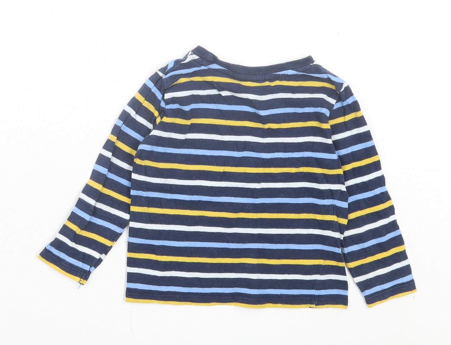 H&M Boys Blue Striped Cotton Basic Casual Size 2 Years Crew Neck Pullover
