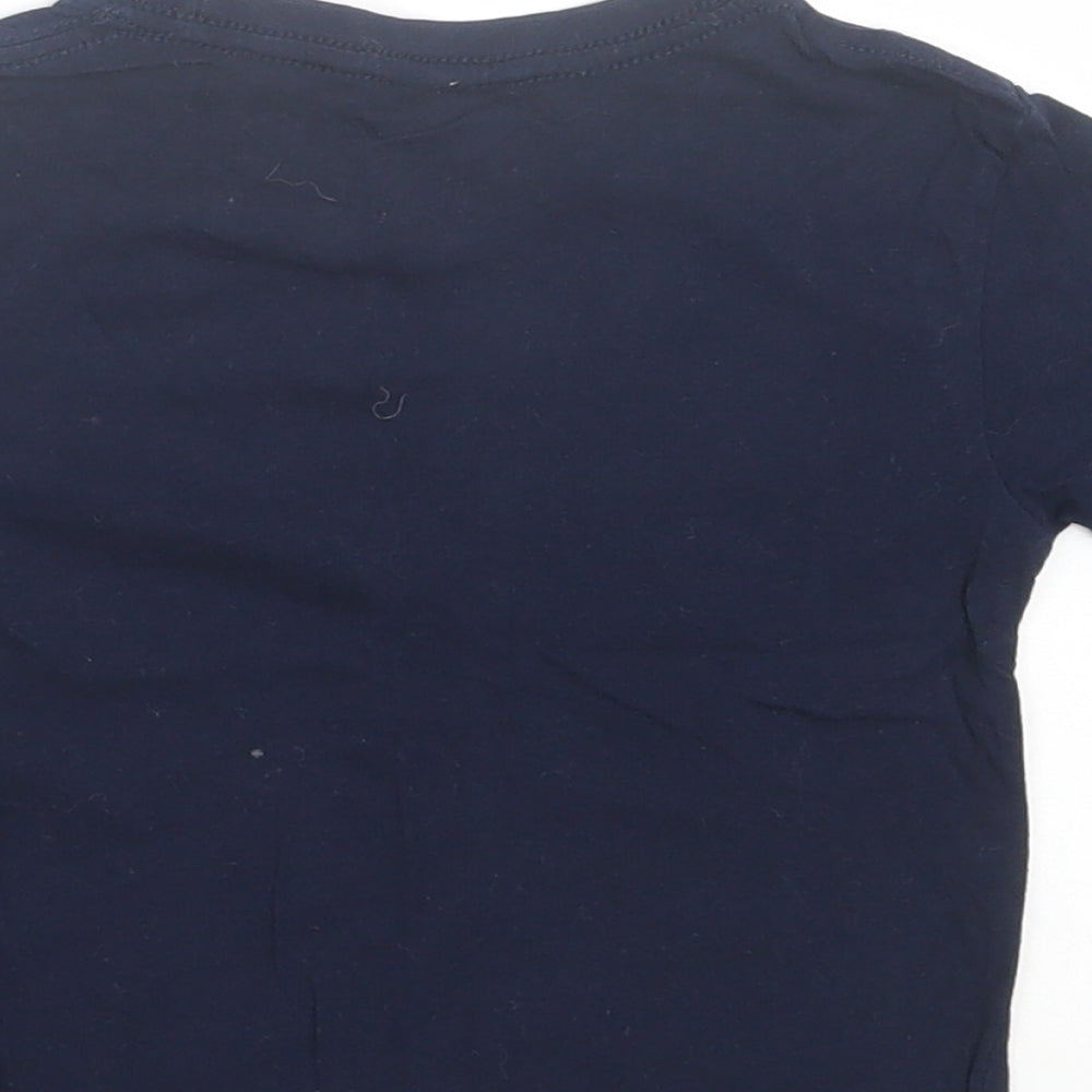 JHK Boys Blue Cotton Basic T-Shirt Size 2 Years Crew Neck Pullover - Fish Pattern