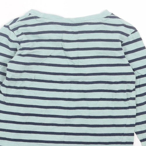 H&M Boys Green Striped Cotton Basic Casual Size 2 Years Crew Neck Pullover