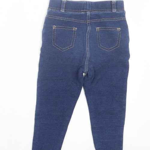George Girls Blue Cotton Jegging Trousers Size 2 Years Regular Pullover