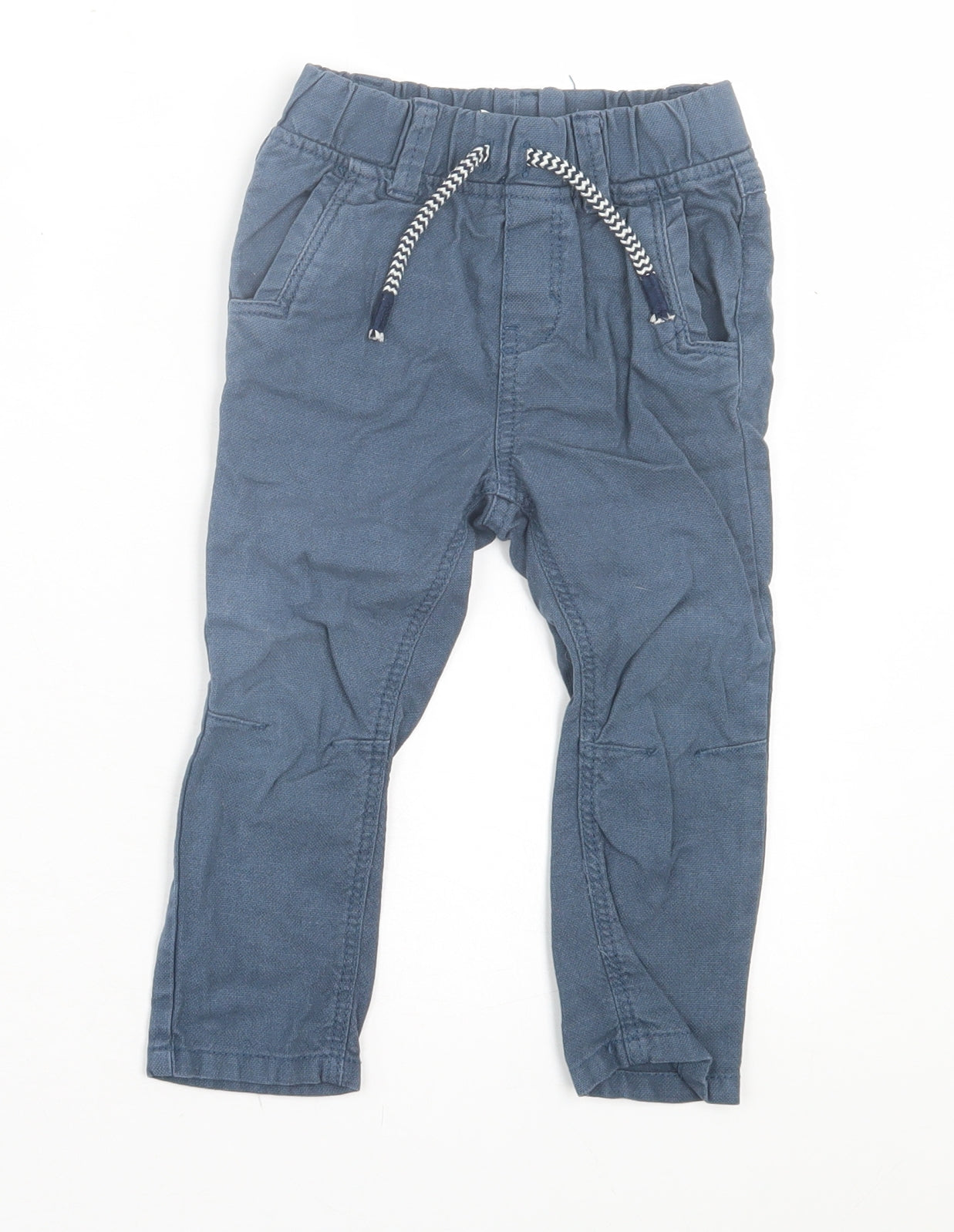 TU Boys Blue Cotton Capri Trousers Size 12-18 Months Drawstring