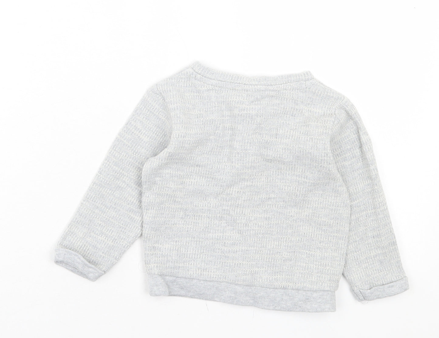 Marks and Spencer Boys Grey Cotton Basic Casual Size 9-12 Months Crew Neck Button - Pocket Detail