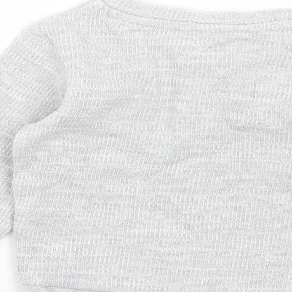 Marks and Spencer Boys Grey Cotton Basic Casual Size 9-12 Months Crew Neck Button - Pocket Detail