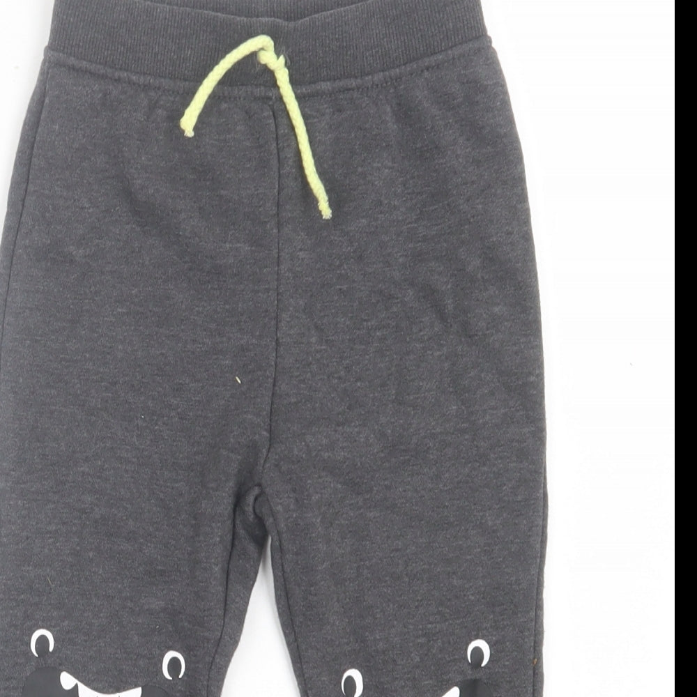 Primark Boys Grey Cotton Jogger Trousers Size 24 Months Drawstring