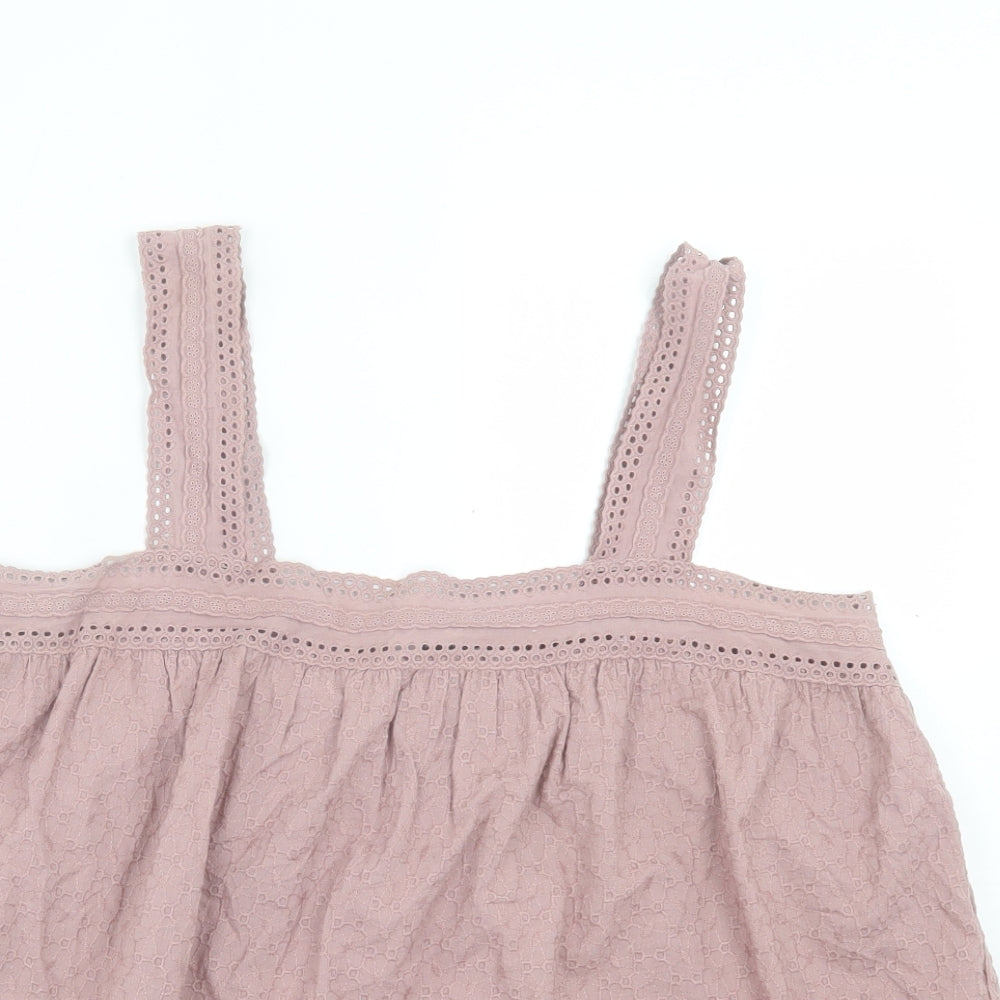 NEXT Womens Pink Floral Cotton Basic Tank Size 12 Square Neck