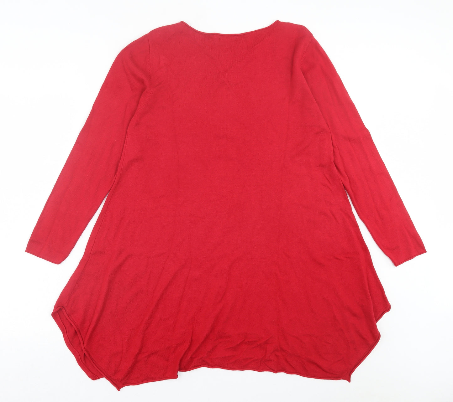 Roman Womens Red Viscose Jumper Dress Size 14 Crew Neck Pullover