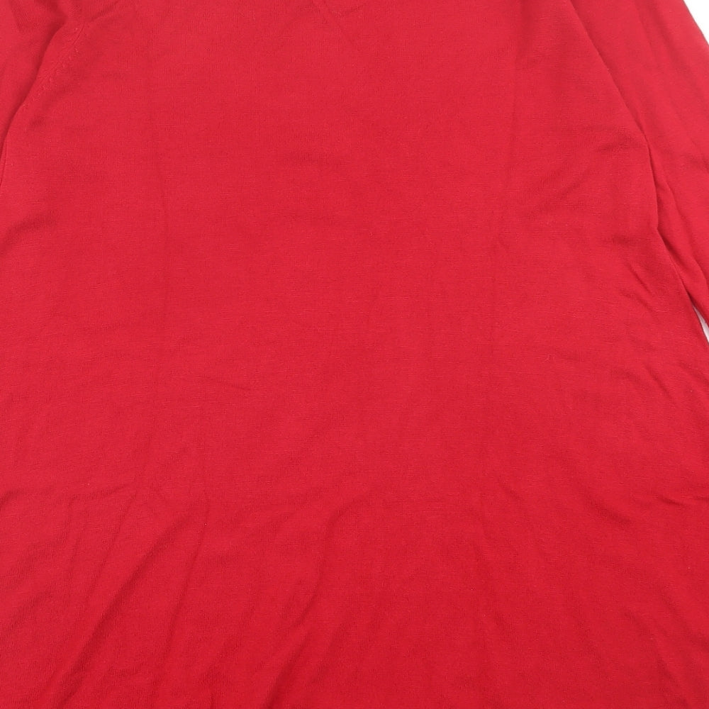 Roman Womens Red Viscose Jumper Dress Size 14 Crew Neck Pullover