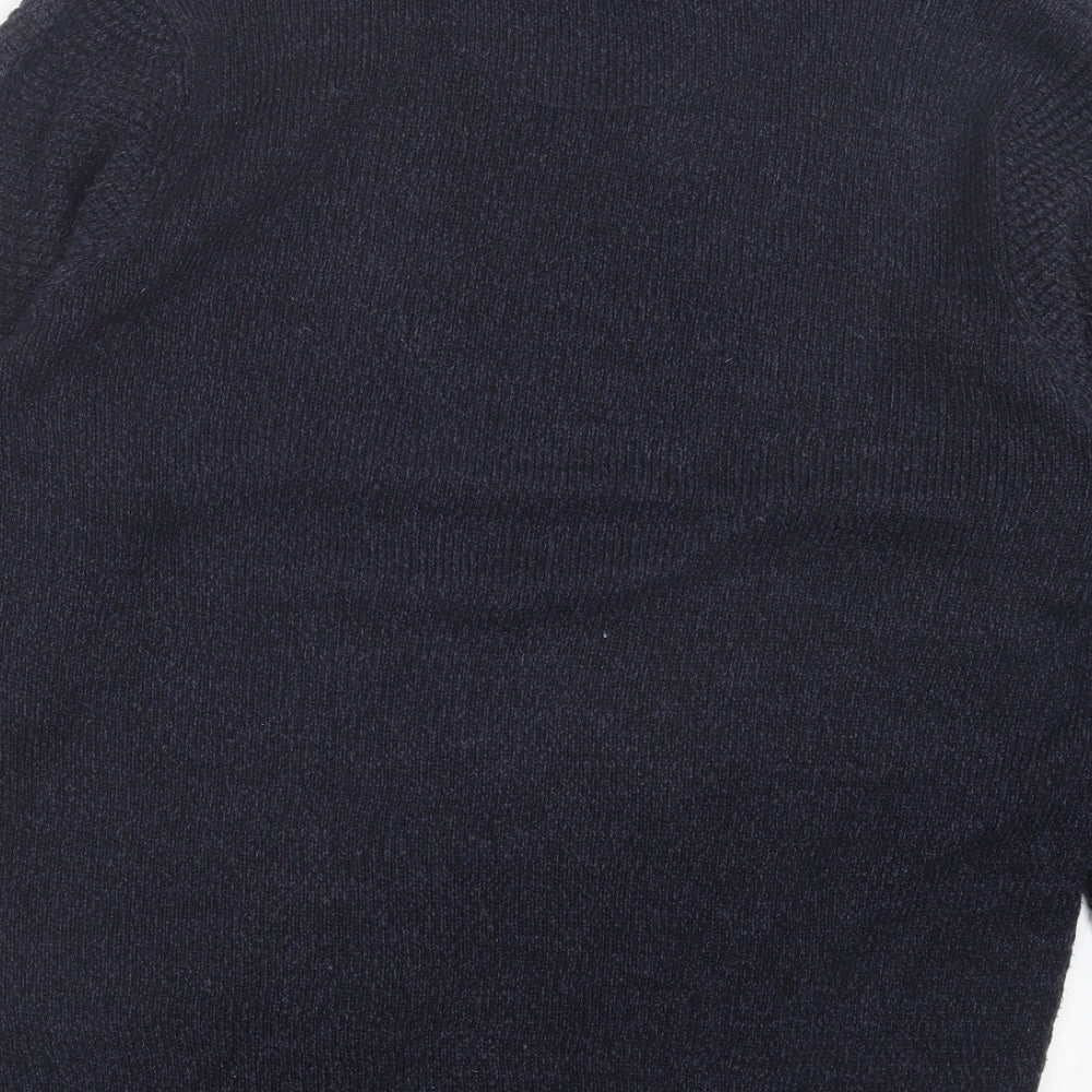 F&F Mens Blue V-Neck Acrylic Pullover Jumper Size XL