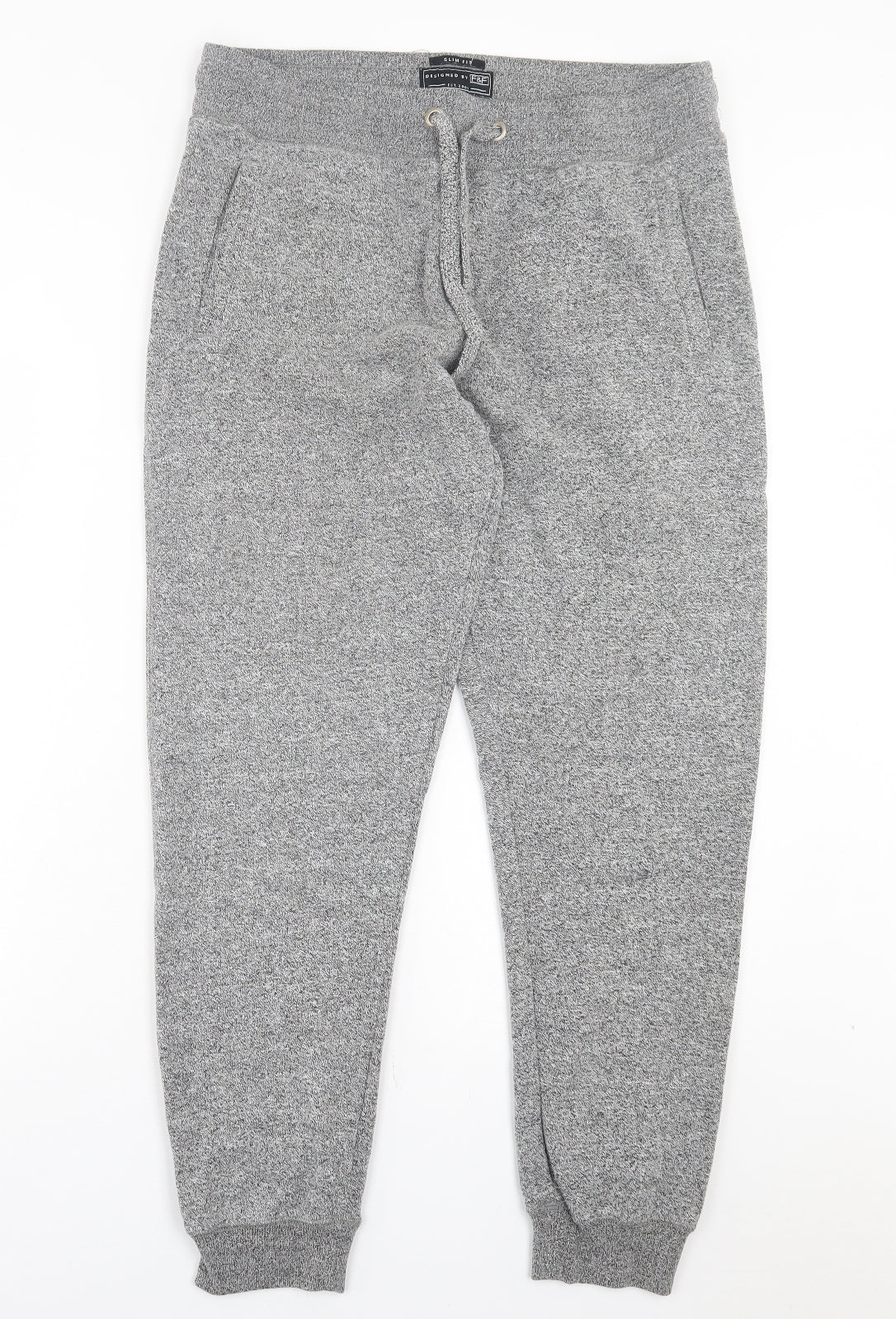 F&F Mens Grey Cotton Jogger Trousers Size M L29 in Slim Snap