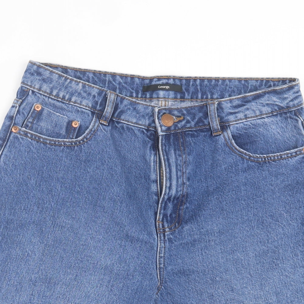 George Womens Blue Cotton Bermuda Shorts Size 14 L9 in Regular Button