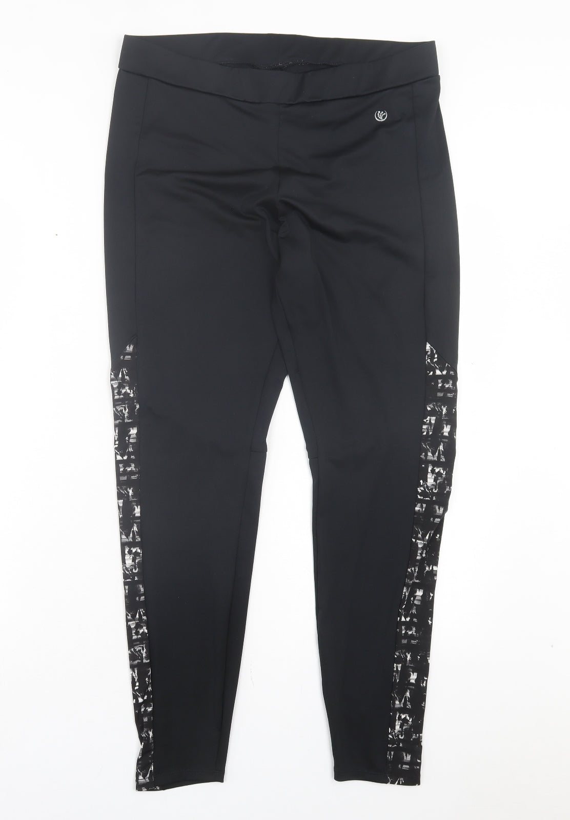 Dunnes Stores Womens Black Geometric Polyester Capri Leggings Size L L28 in Regular Pullover