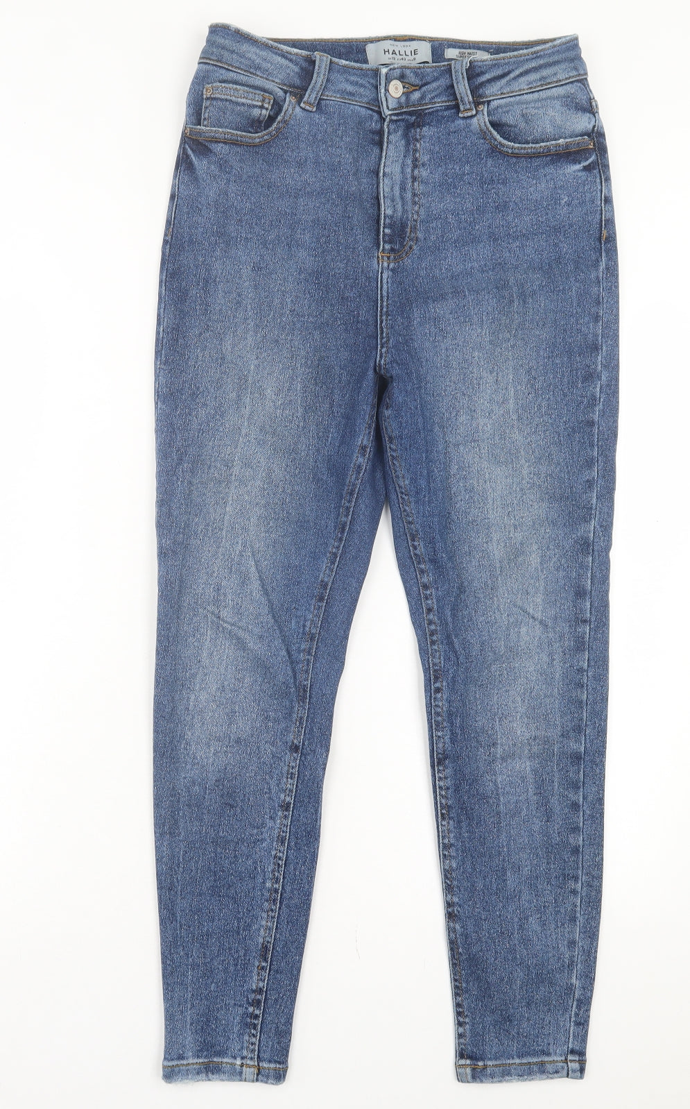 New Look Womens Blue Cotton Skinny Jeans Size 12 L26 in Regular Button