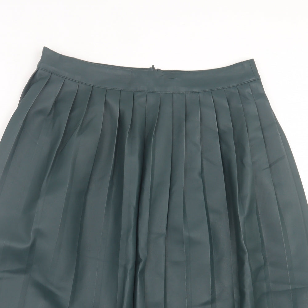 New Look Womens Green Polyurethane A-Line Skirt Size 12 Zip