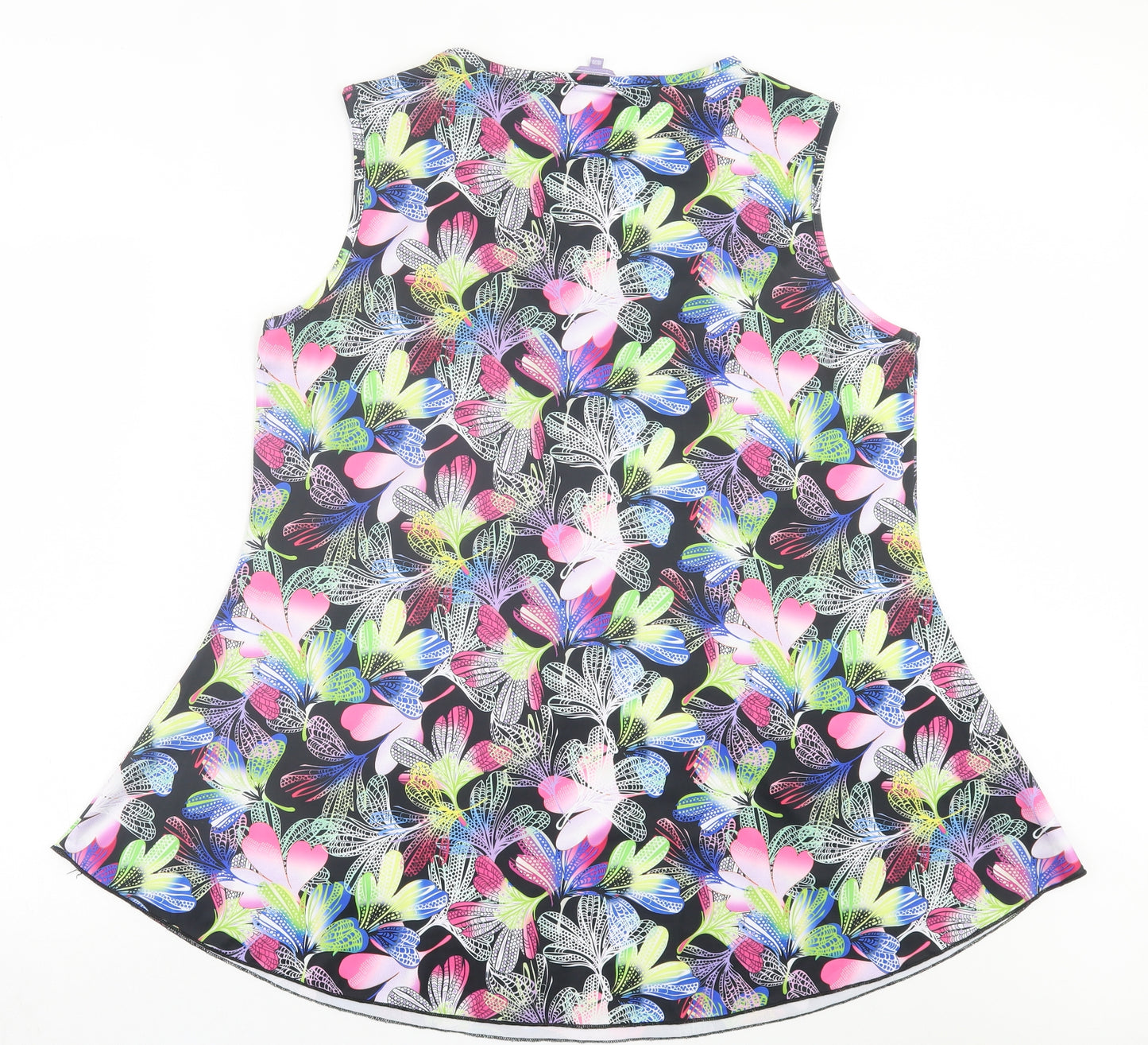 Michele Hope Womens Multicoloured Floral Polyester Basic Tank Size 18 V-Neck