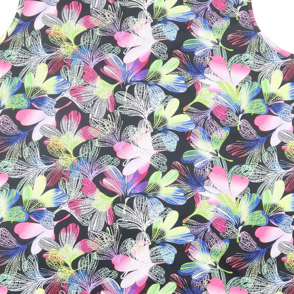Michele Hope Womens Multicoloured Floral Polyester Basic Tank Size 18 V-Neck