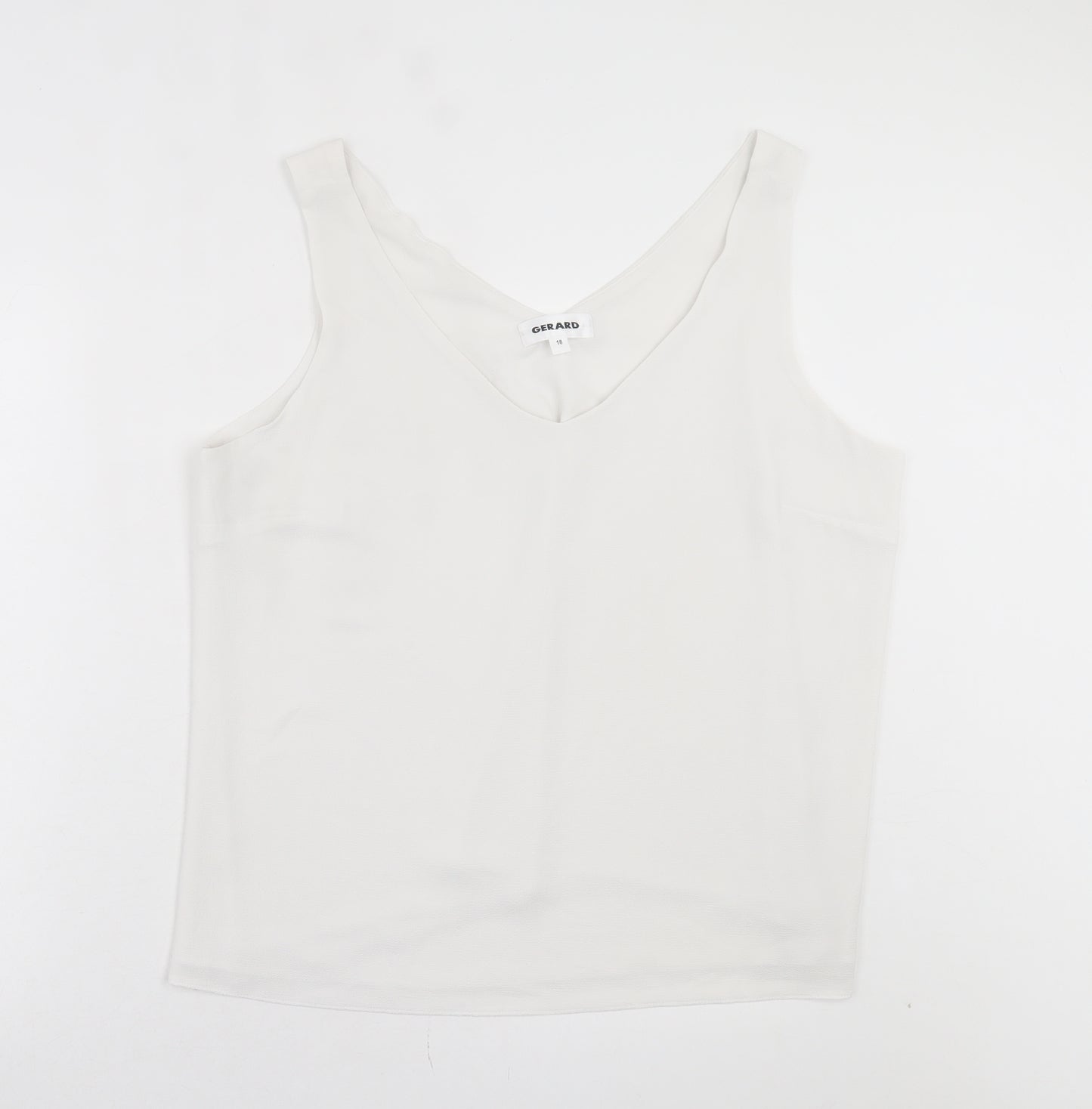 Gerard Womens White Polyester Basic Tank Size 18 V-Neck