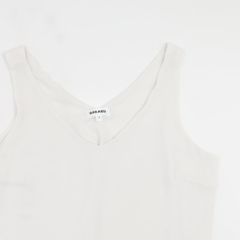 Gerard Womens White Polyester Basic Tank Size 18 V-Neck