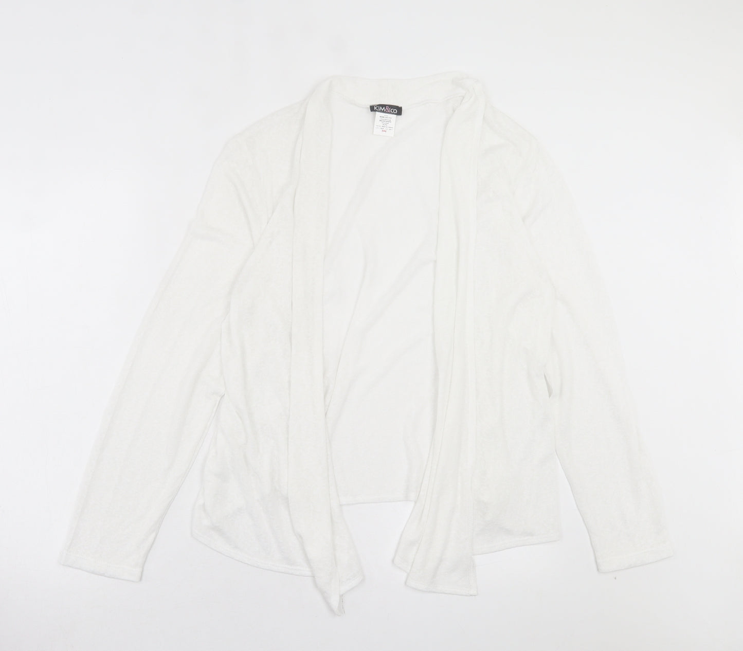 Kim&co Womens White V-Neck Viscose Cardigan Jumper Size XL