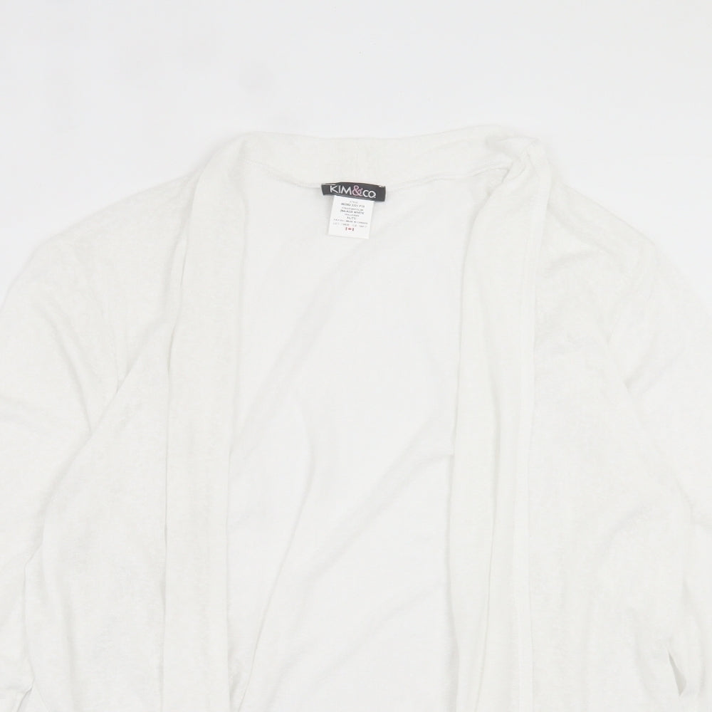 Kim&co Womens White V-Neck Viscose Cardigan Jumper Size XL