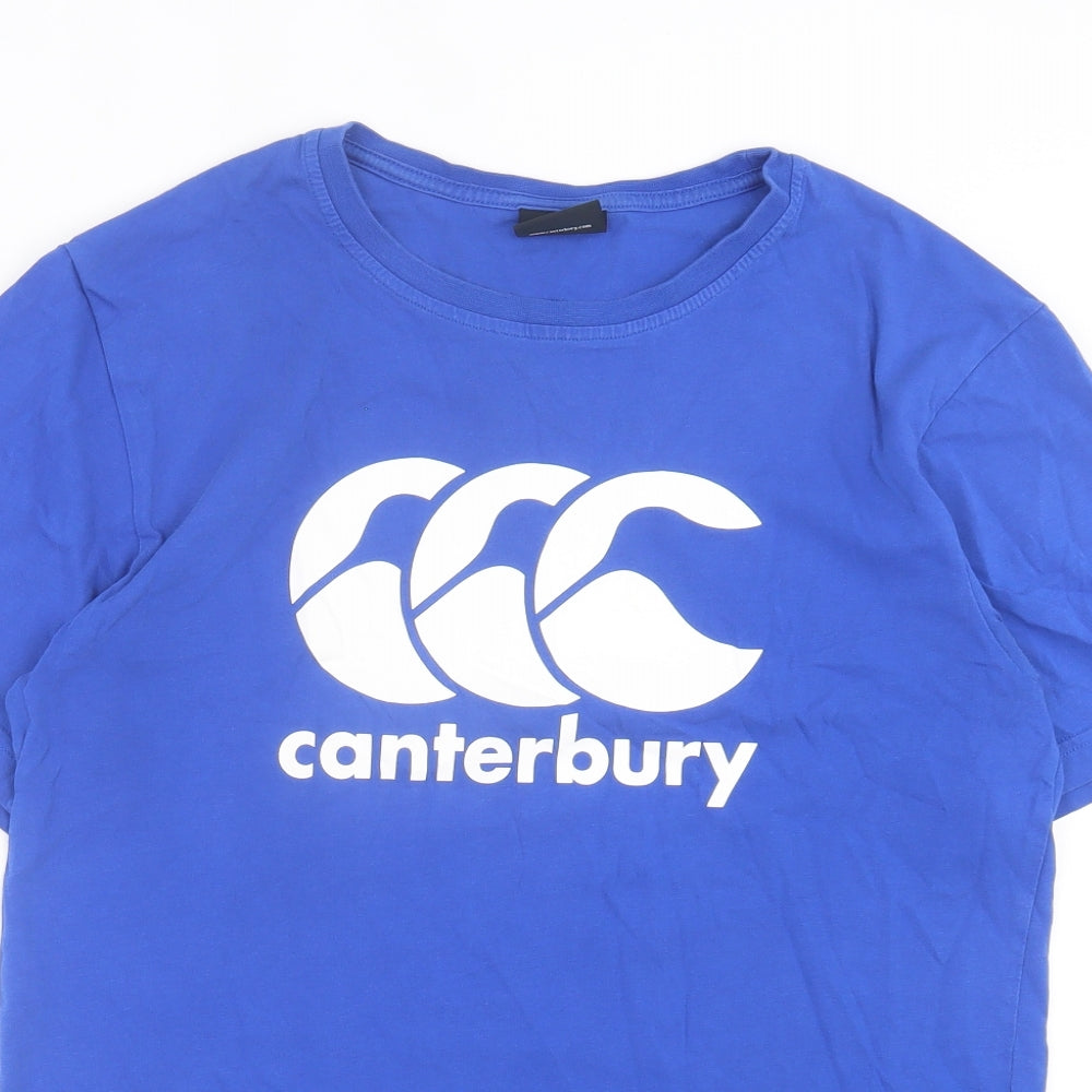 Canterbury Mens Blue Cotton T-Shirt Size S Crew Neck