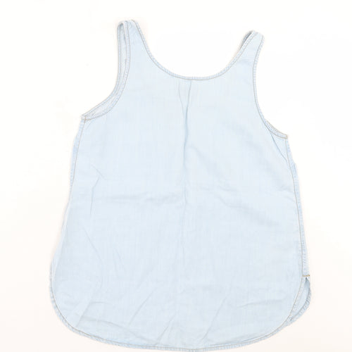 New Look Womens Blue Lyocell Basic Tank Size 12 Crew Neck