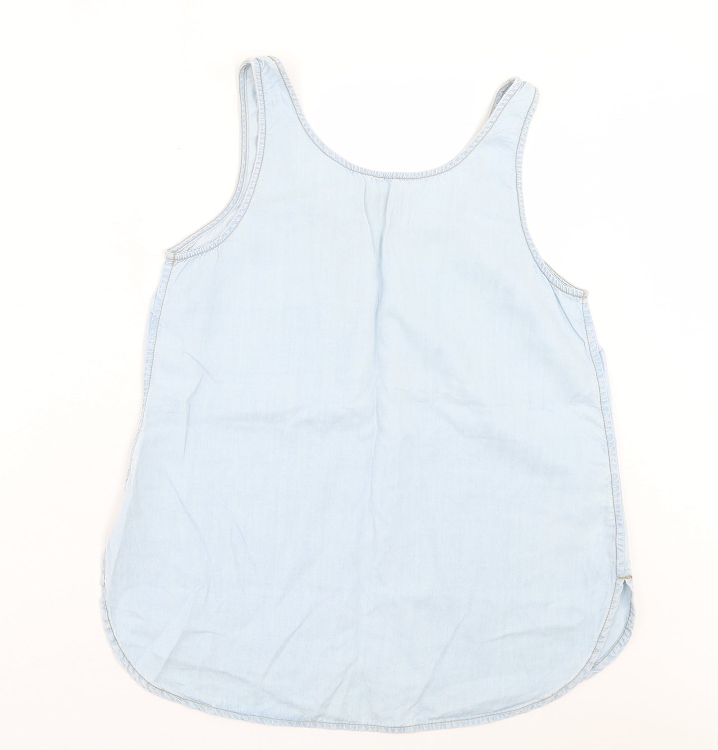 New Look Womens Blue Lyocell Basic Tank Size 12 Crew Neck