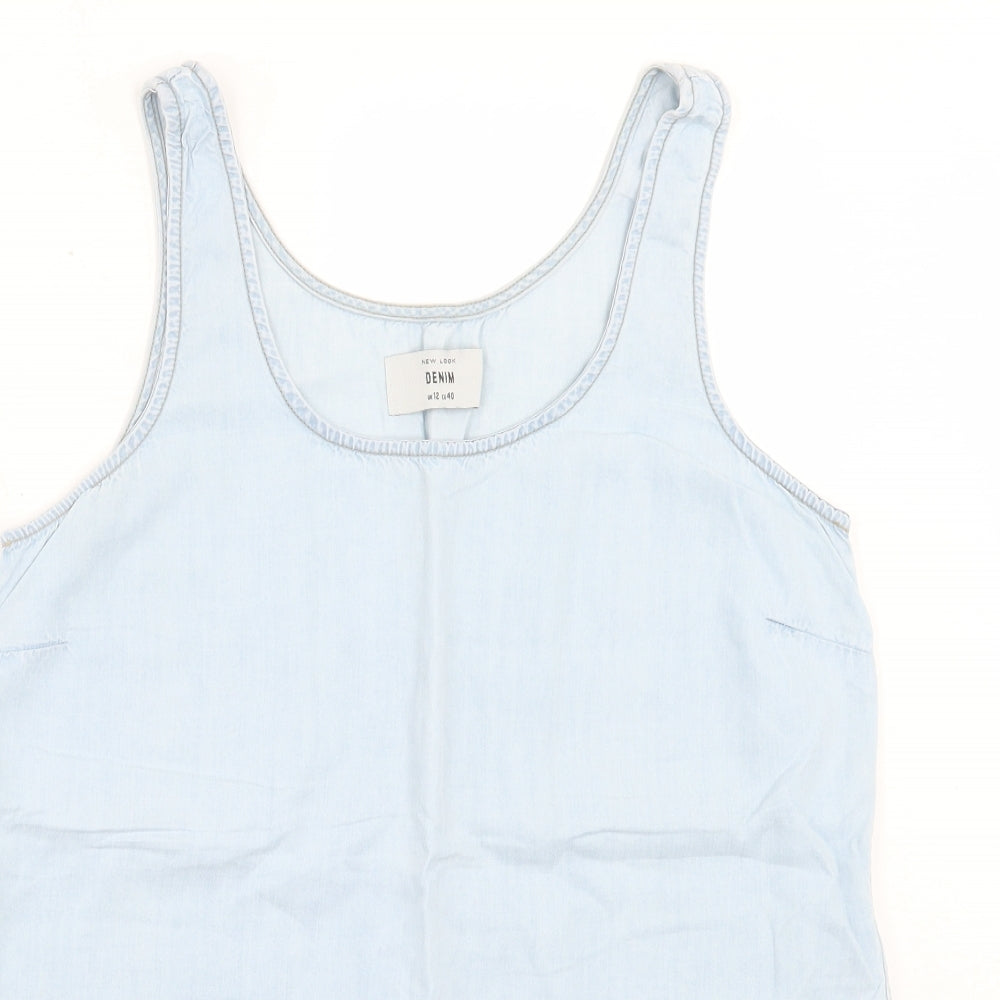 New Look Womens Blue Lyocell Basic Tank Size 12 Crew Neck