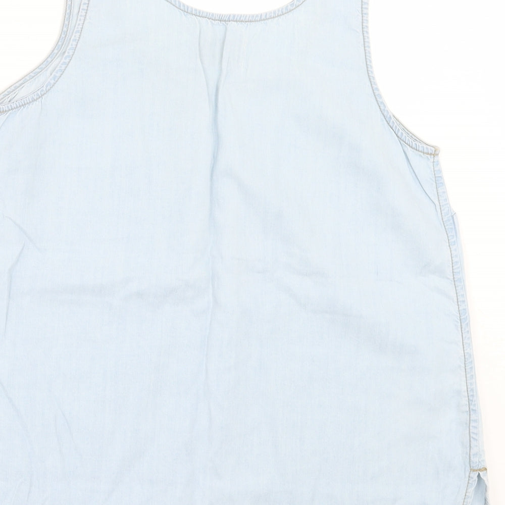 New Look Womens Blue Lyocell Basic Tank Size 12 Crew Neck