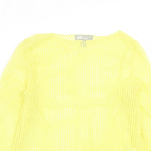 ASOS Womens Yellow Striped Polyester Cropped T-Shirt Size 8 Boat Neck