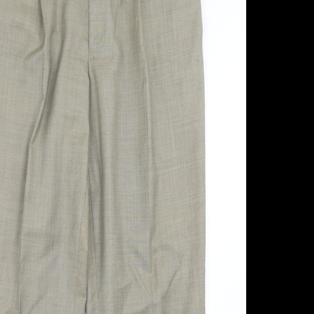 Tasso Ella Mens Green Wool Trousers Size 34 in L30 in Regular Button